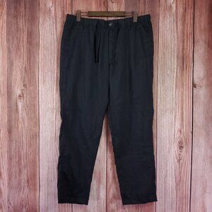 Tasso Elba Island Mens Size XL 100% Linen Black Drawstring Casual Trouser Pants